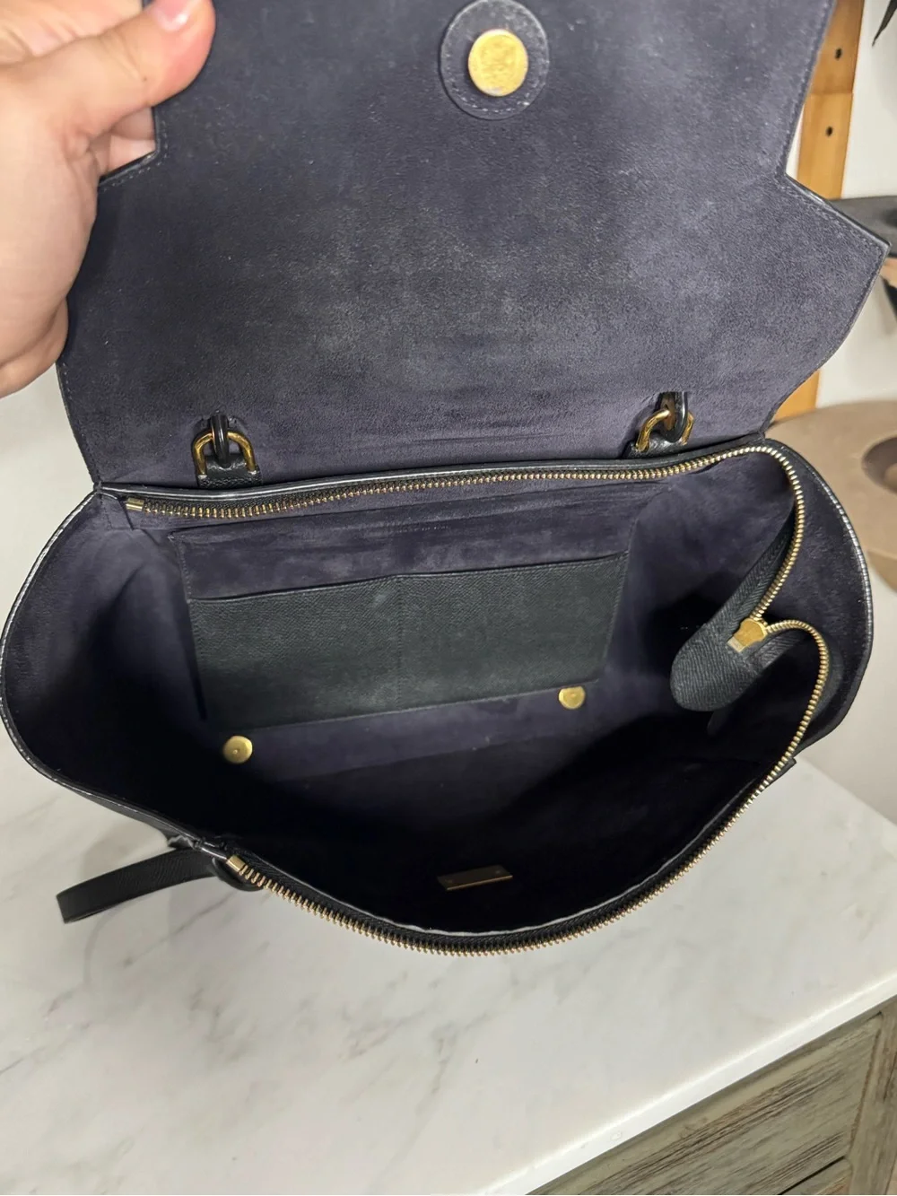 Céline Celine Belt Bag Leather 2 Way Handbag Black EUC